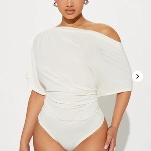 Fashion Nova Off-Shoulder White Bodysuit